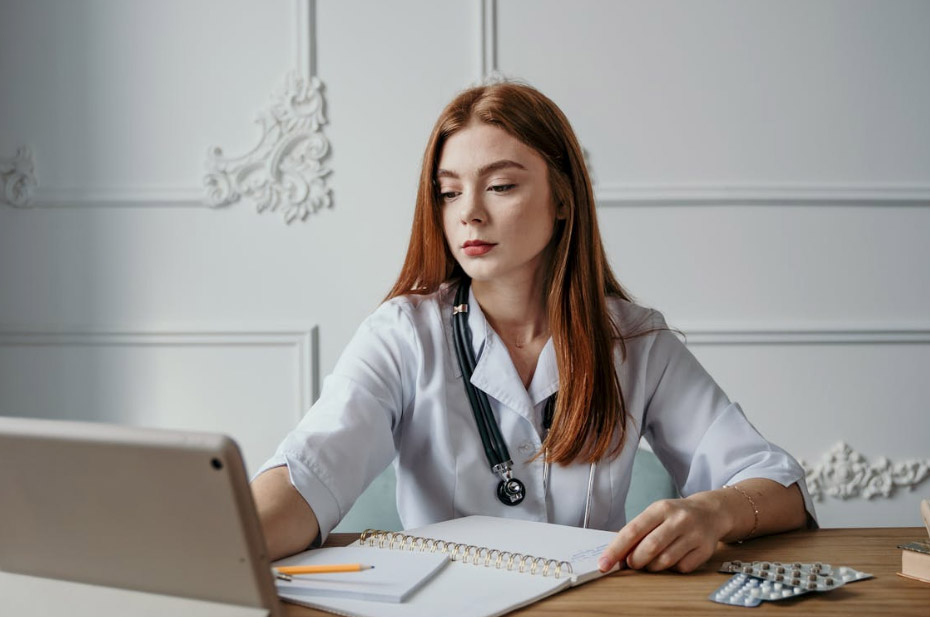doctor using laptop