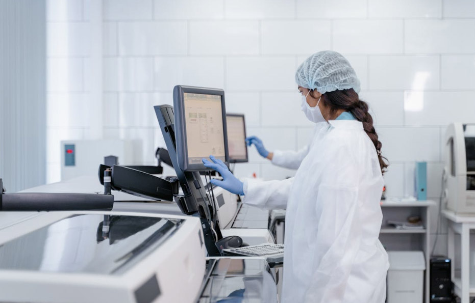 medical professional using computer