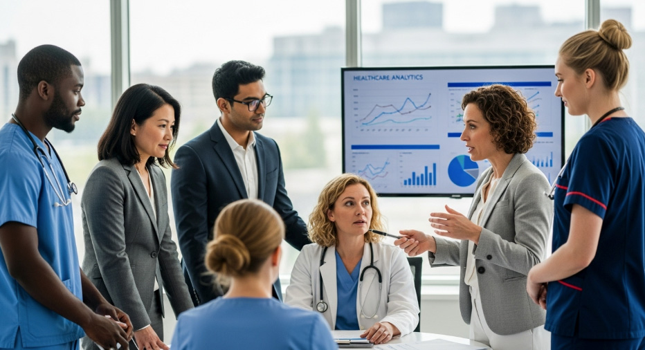 Patient 360 | What Makes Some ACOs More Successful at eCQM Reporting Than Others? healthcare professionals having a team meeting