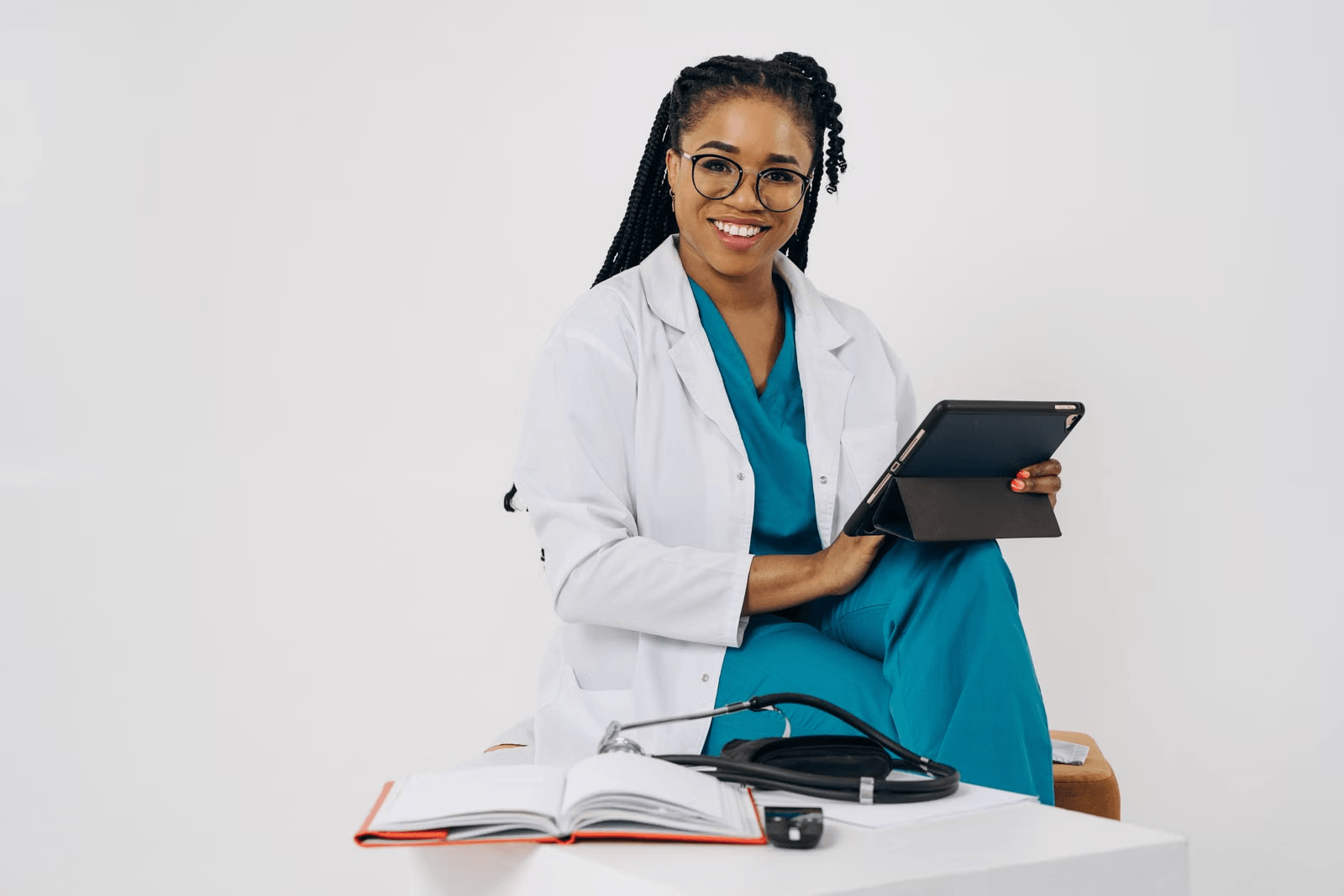 Female doctor using a digital tablet for healthcare documentation